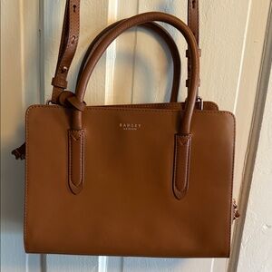 Radley London Tan Leather Satchel with Rose gold tone hardware
